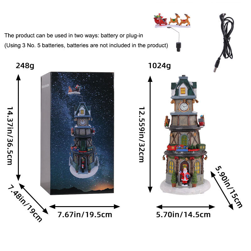 Christmas gift, Christmas luminous rotating music box, children&