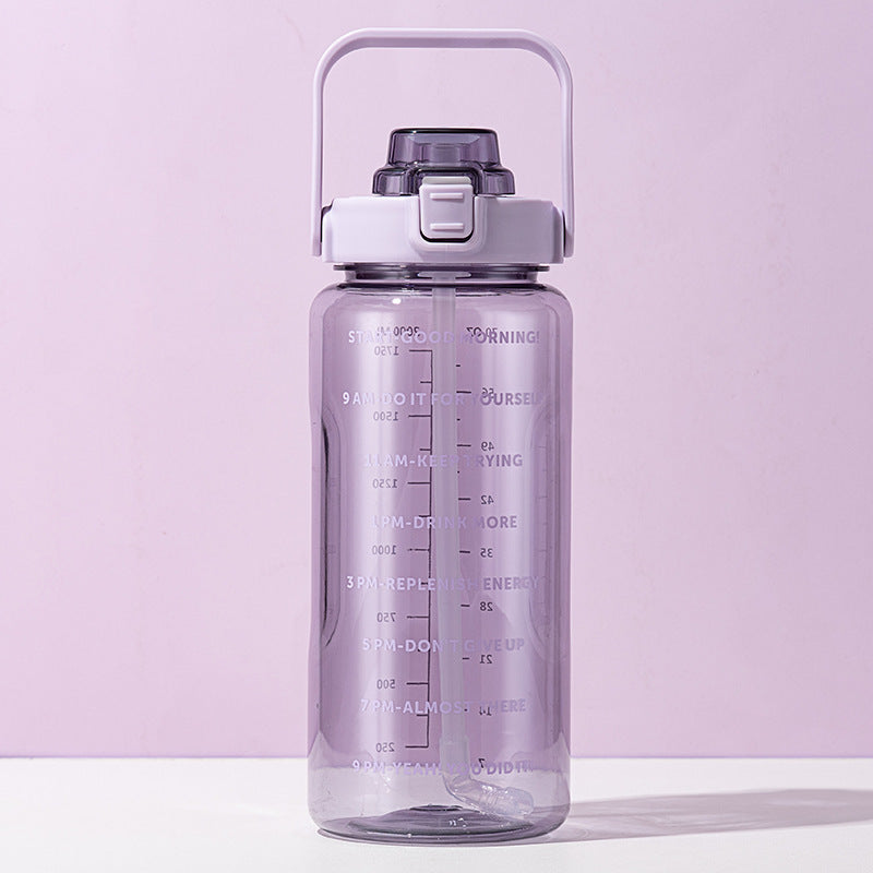 Sports water cup portable large capacity 2000ml plastic cup with straw scale men and women kettle water cup