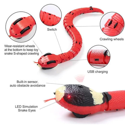 USB Rechargeable Interactive Cat Toy with Smart Sensing, an Automatic Electronic Snake for Kittens&