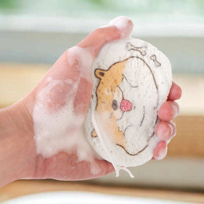 2CM Cartoon Wood Pulp Cotton Dish Washing Wipe Non-Oil Kitchen Dish Washing Sponge Scrub Dish Rag Towel