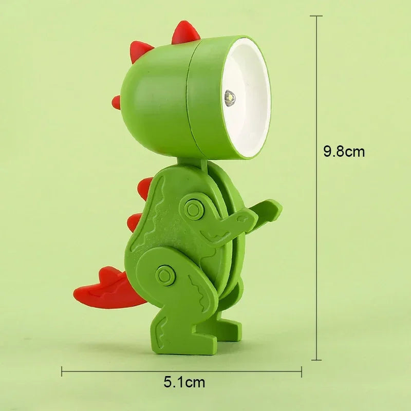 Mini Dinosaur Night Light Battery Magnetic Folding Nights Lamp Bedroom Bedside Table Ornaments Children&