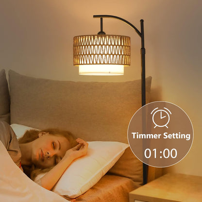 Arc Floor Lamp for Living Room with 3 Color Temperatures, Farmhouse Floor Lamps with Remote &amp; Dimmable Bulb Office