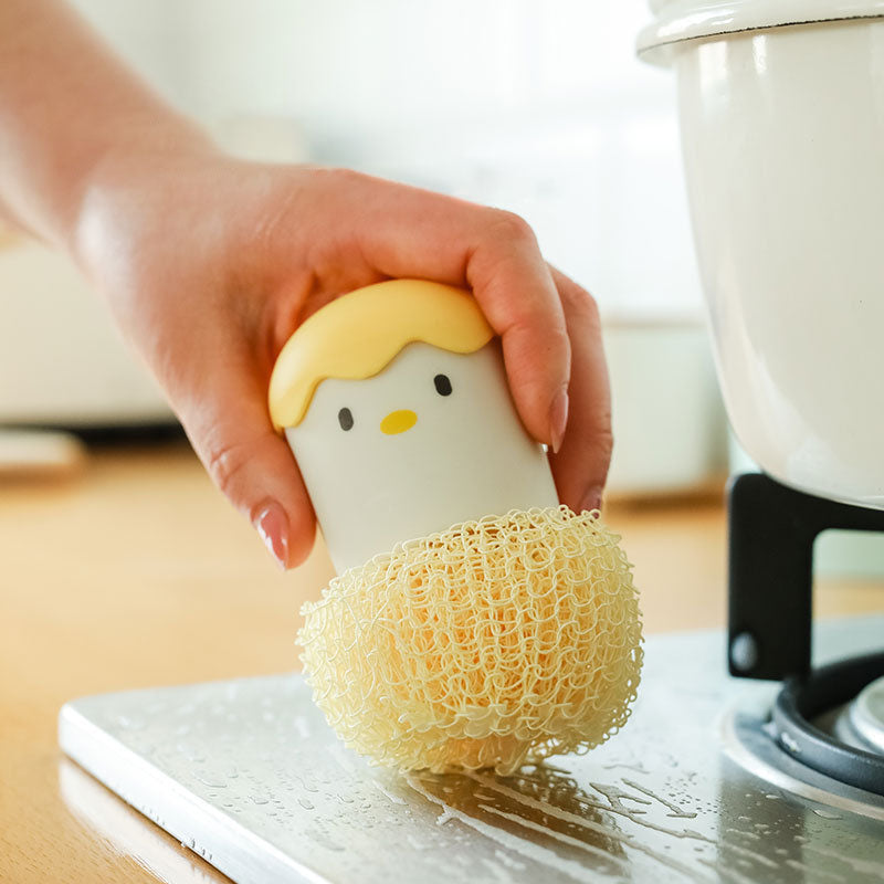 With Handle Nano Cleaning Brush Kitchen Chicken Pot Brush Cartoon Detachable Egg Shell Chicken Does Not Lose Wire Dish Cleaning Ball