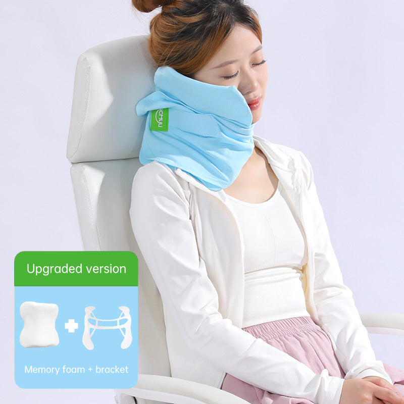 Memory Foam Travel Pillow for Plane, Train &amp; Car - Neck Support Cushion with Washable Cover, Ideal for Sleeping