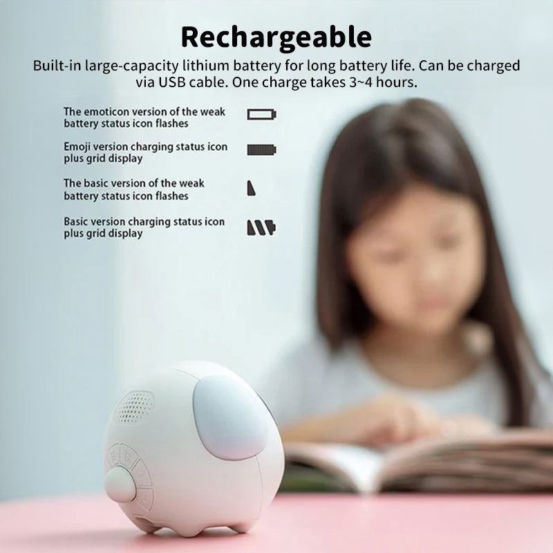 Cute Cartoon Digital Alarm Clock with Light and Emotion Function for Kids