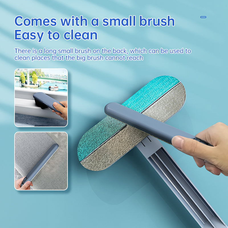 3-in-1 Pet Hair Remover Brush: Long-handle window &amp; pet fur cleaning tool for cat/dog hair.