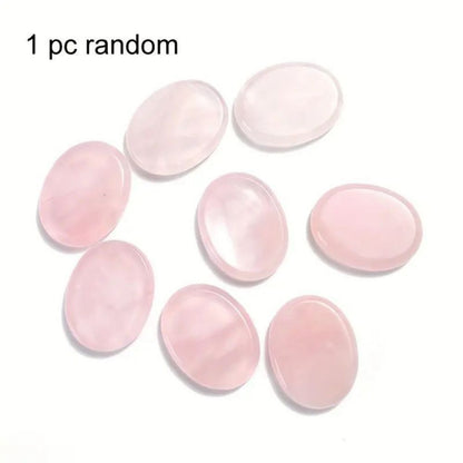 Thumb Worry Stones Oval Massage Quartz Healing Crystal Chakra Energy Therapy Meditation Spiritual Natural Gemstone Decor