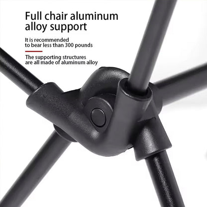 Folding camping chair with headrest. Lightweight, aluminum alloy, for travel and fishing. Outdoor furniture.