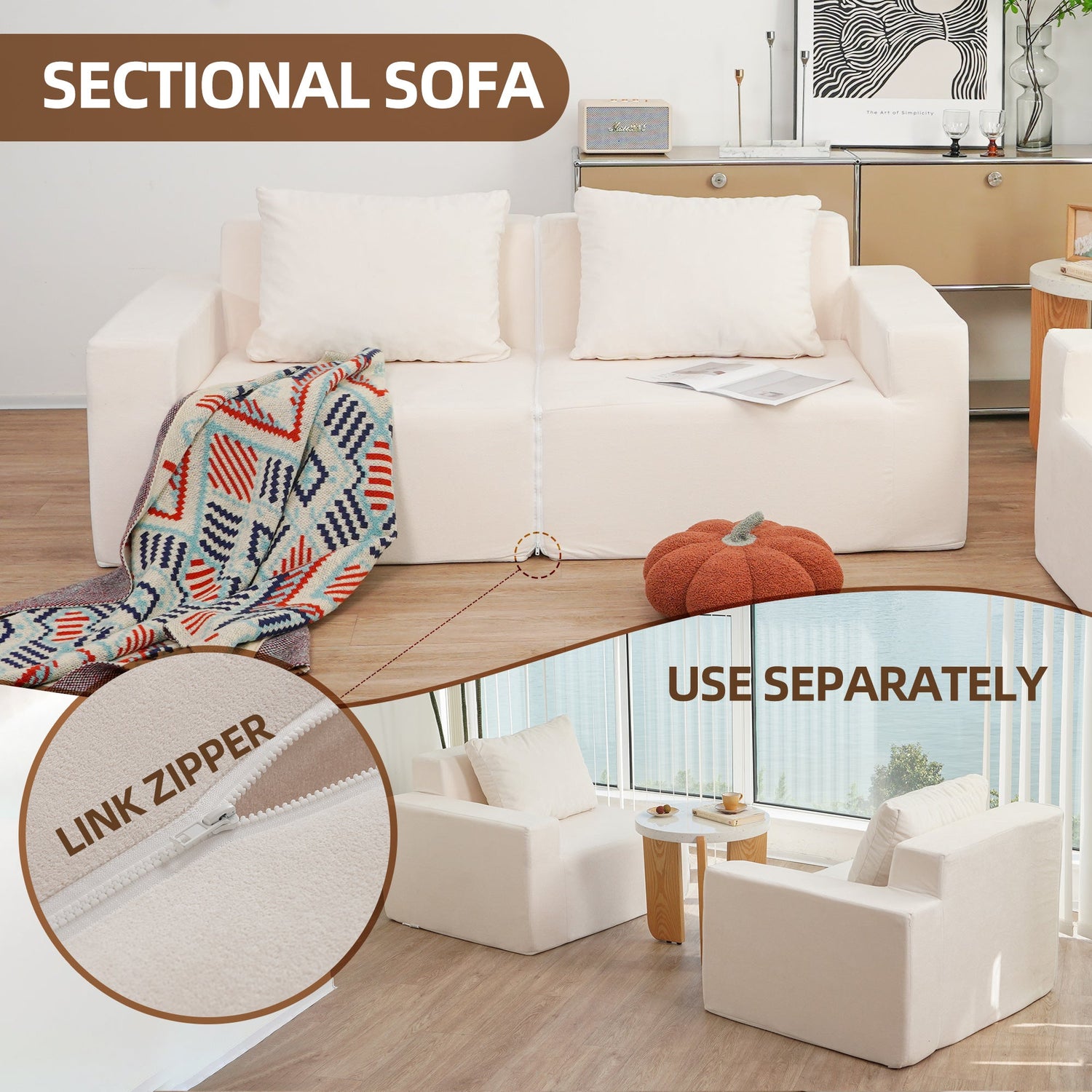 No Installation&amp;Convertible Living room foam sofa chair Loveseat Twin Size with Armrests Removable and Machine Washable Cover