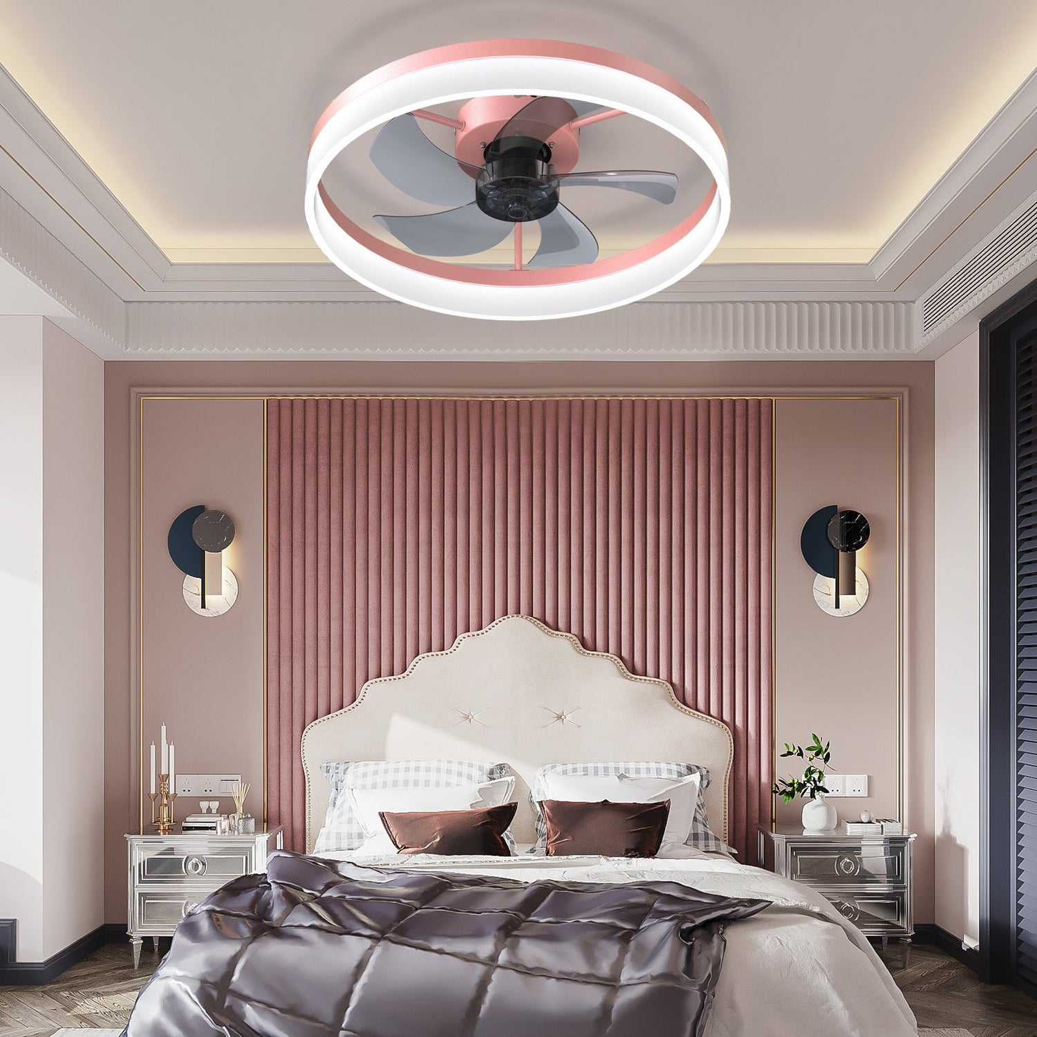Pink Dimmable LED Ceiling Fan