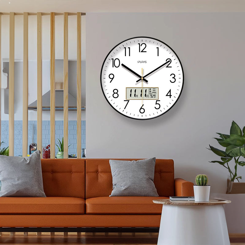 2025 New 10/12/14 - inch Electronic Calendar Wall Clock. Monitors temp &amp; humidity. Dual - display. Mute. Quartz movement.