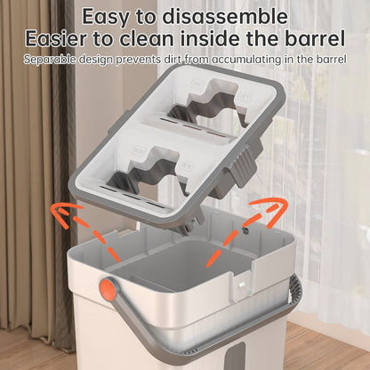 A 33cm Home Floor Cleaning Set: Hand Free Flat Mop &amp; Bucket, 360° Rotating, Washable Microfiber, Lazy Cleaning Tool.