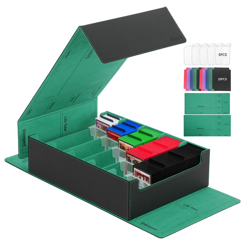 3800+ Capacity Card Storage Box. Includes 20 Dividers, 5 Supporters, Leather Magnetic Closure. Great for YuGiOh &amp; MTG Cards.