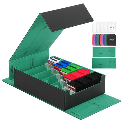 3800+ Capacity Card Storage Box. Includes 20 Dividers, 5 Supporters, Leather Magnetic Closure. Great for YuGiOh &amp; MTG Cards.