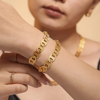 Handmade chain plated with genuine gold titanium steel material women&