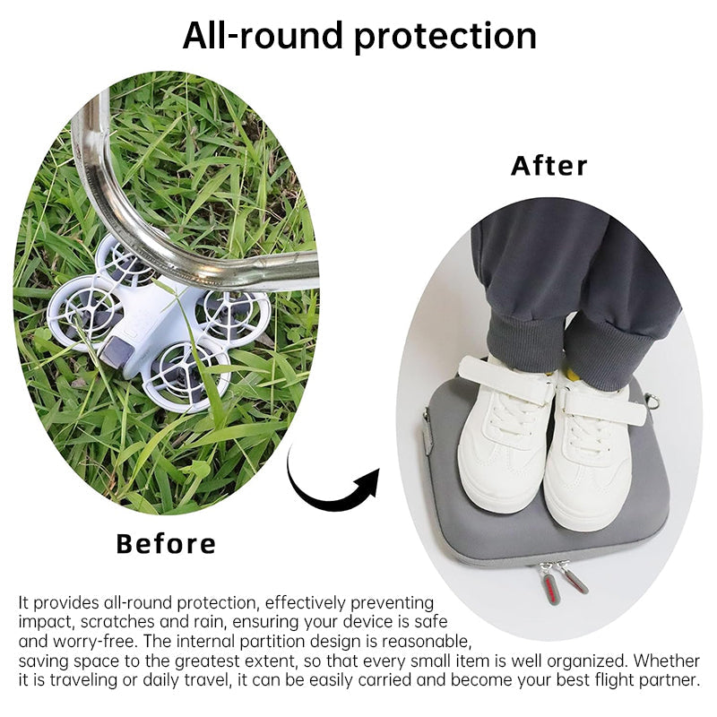 Protective grey hard case for DJI Neo. Two-way zipper, compact, for travel &amp; protection. (Case only)