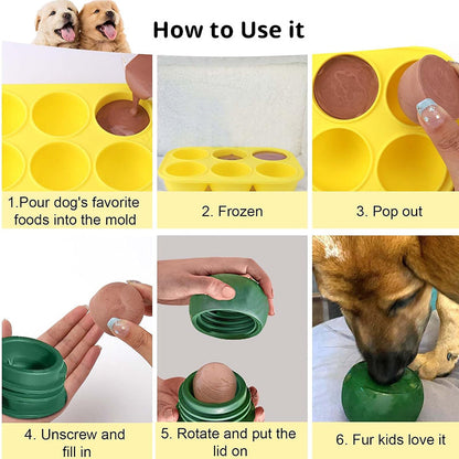 6 - cavity dog treat molds , compatible with Woof &amp; Power Chewer Pupsicle, silicone for frozen treats, reusable for Pupsicle toy