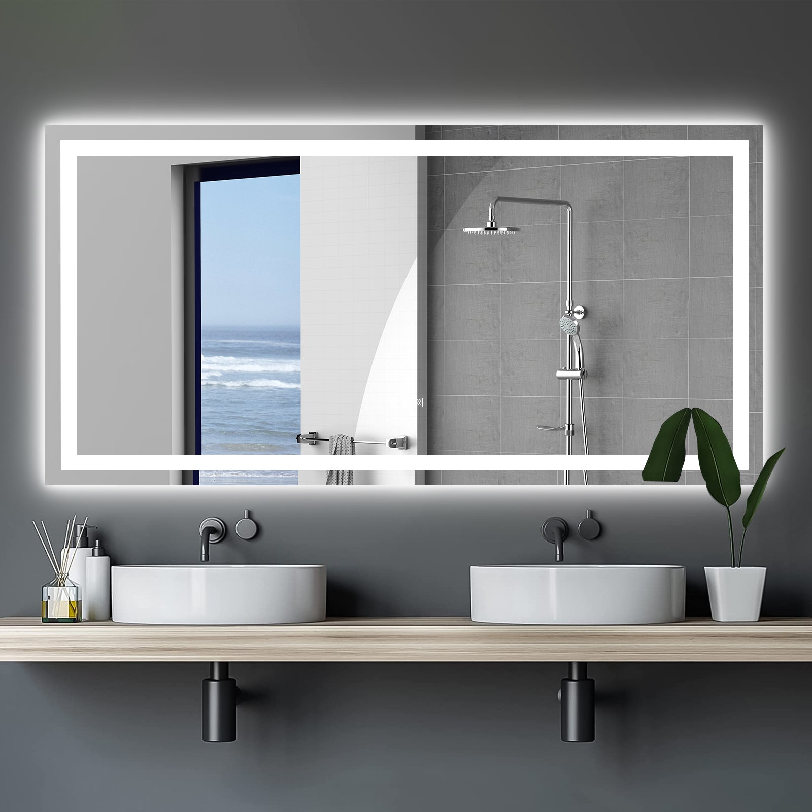 72"×36" LED Mirror Light Bathroom,anti-Fog &amp; Dimming Led Bathroom Vanity Mirror