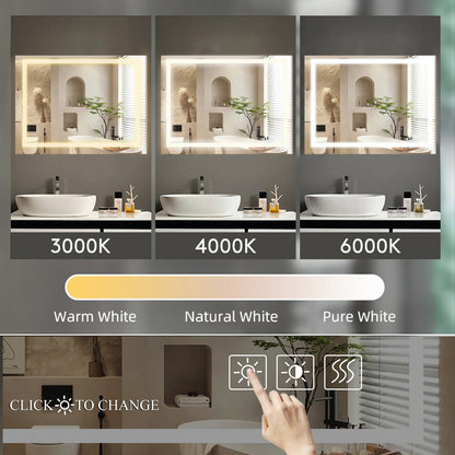 LED Bathroom Mirror 48x 36 Inch with lights, anti-Fog &amp; Dimming Led Bathroom Vanity Mirror