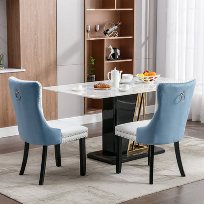 A&amp;A Furniture Nikki Collection Modern High-end Tufted Solid Wood Contemporary PU 2-Pcs Set White+Light Blue