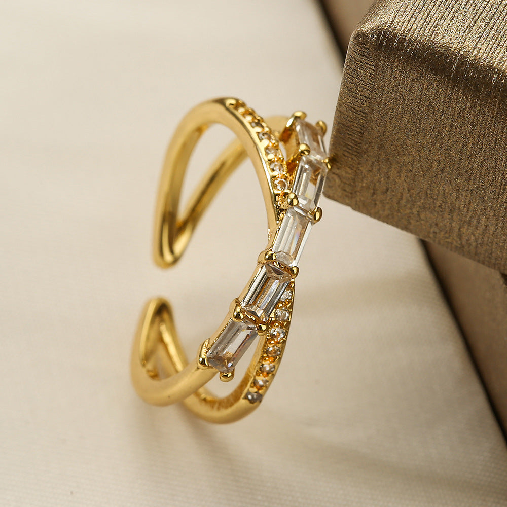 Geometric Open Ring Women&