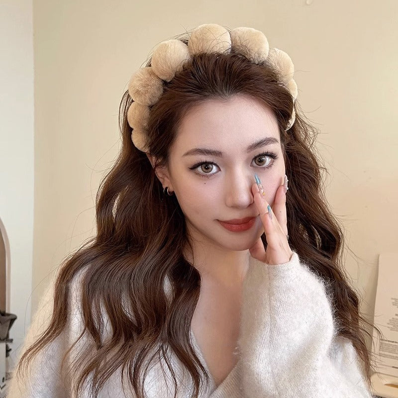 Retro plush hair hoop women&