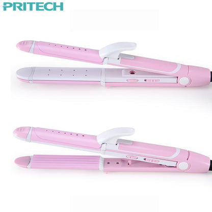 Pritech New Electric 3 In 1 Hair Straightener Curling Irons For Wet&amp;Dry Professional Hair Curler Styling
