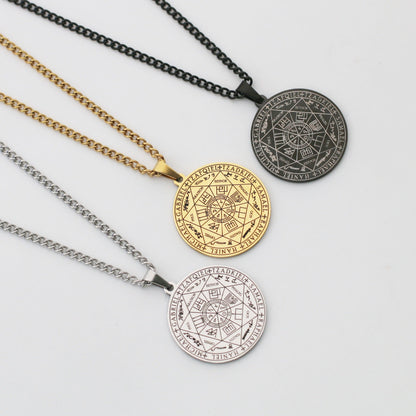 Stainless Steel Necklace Jewelry Seven Angels Magic Circle Pendant DIY Accessories Men&