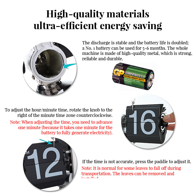 Retro flip digital clock, battery - powered mechanical clock for home &amp; office decor