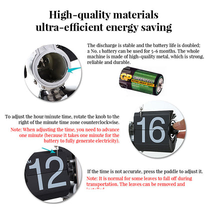 Retro flip digital clock, battery - powered mechanical clock for home &amp; office decor