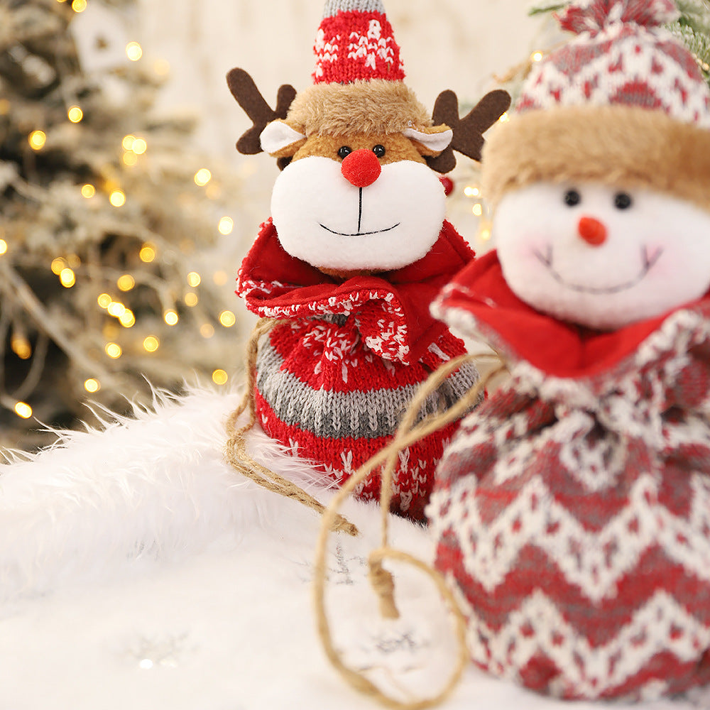 New 3D Knitted Fabric Doll Apple Bag Christmas Decorations Children&