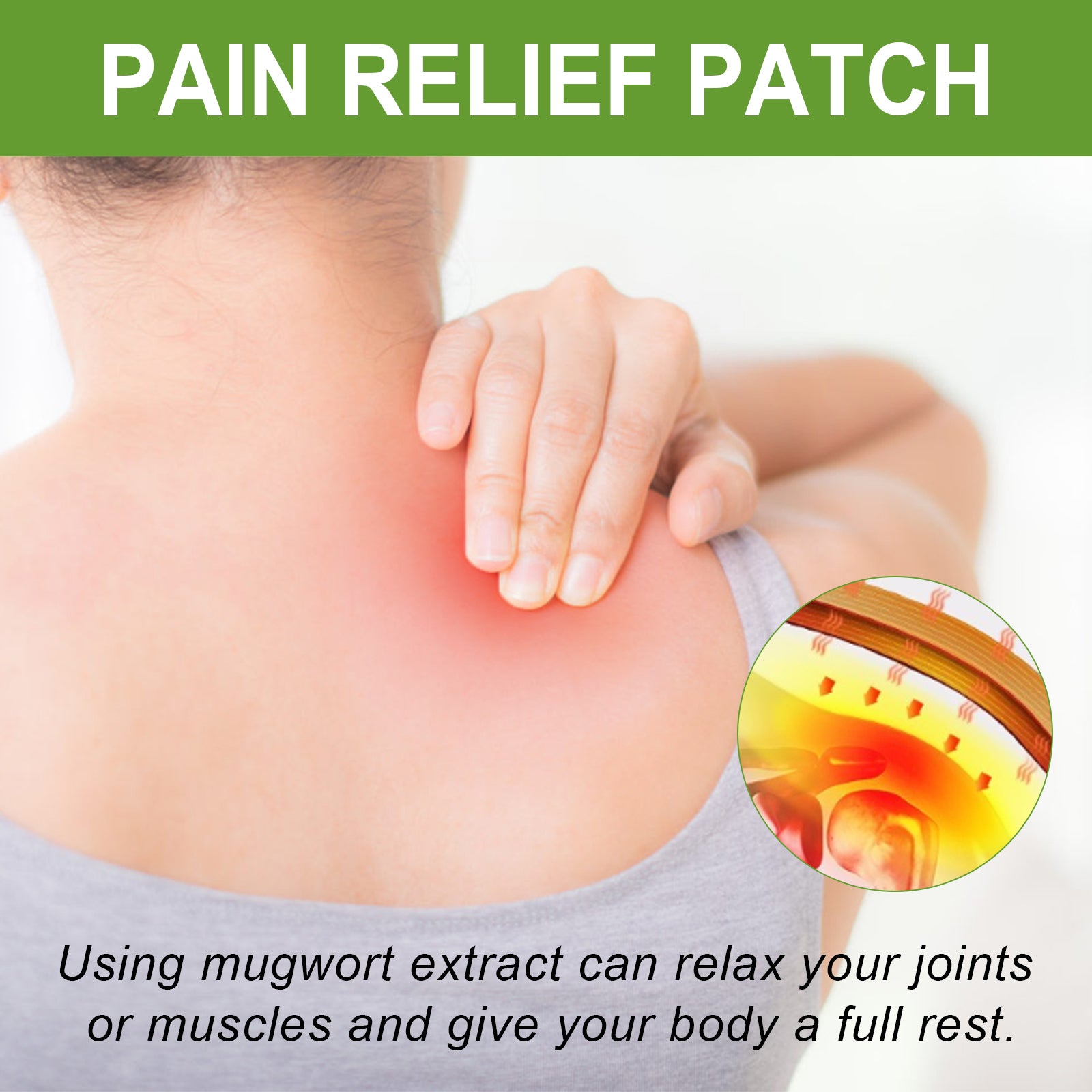 Wormwood Pain Relief Patch, Relieve Lumbar Neck Shoulder Vertebra Knee Joint Muscle Pain Discomfort Body Care Paste