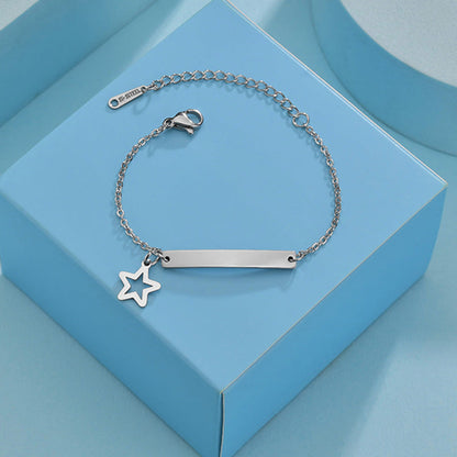 Stainless steel personalized engraved three color curved bracelet simple and personalized women&