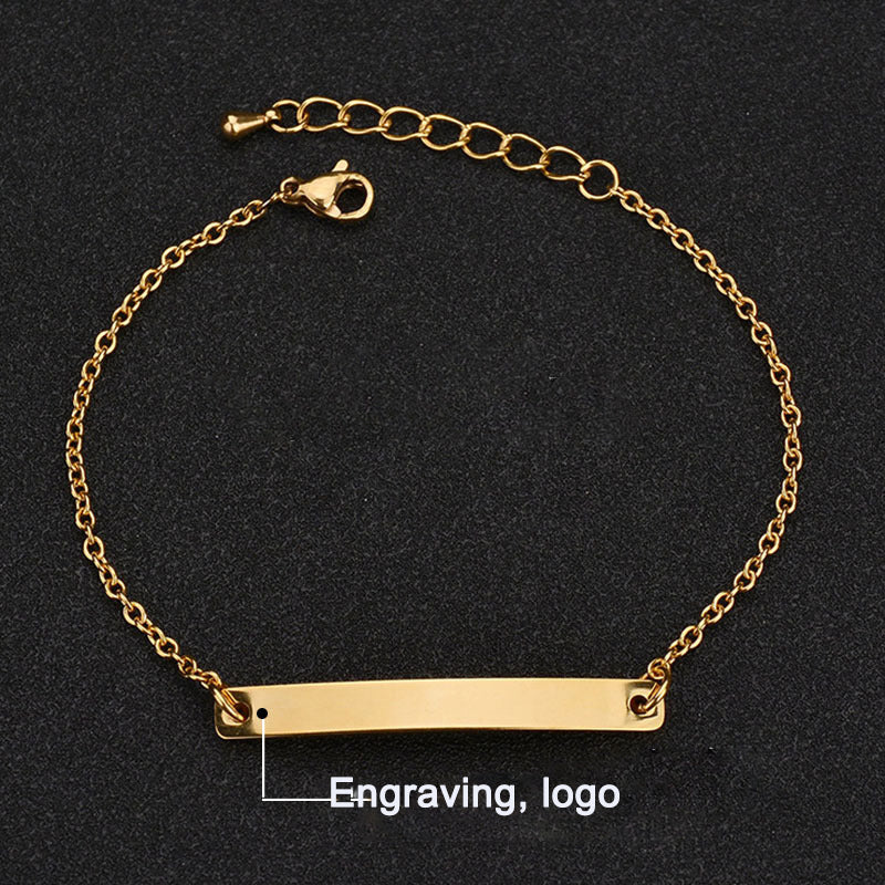 Stainless steel personalized engraved three color curved bracelet simple and personalized women&