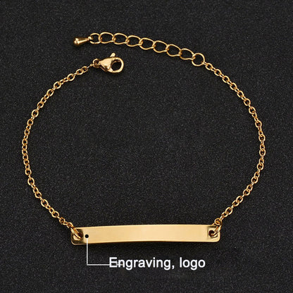 Stainless steel personalized engraved three color curved bracelet simple and personalized women&