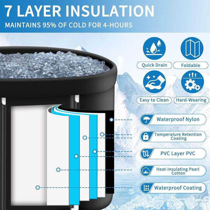 Portable multi-layer outdoor cold immersion bathtub for athletes&