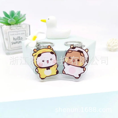 Cute cartoon Bubudu Giant Panda Pendant Keychain Car Key Acrylic Backpack Keychain Pendant