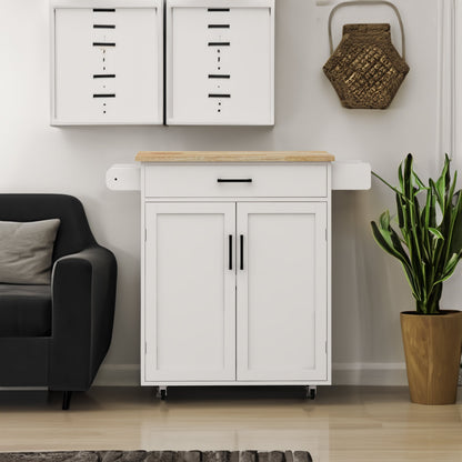 Kitchen island rolling trolley cart with 1 drawer &amp; 2 doors with storage racks &amp; Adjustable Shelves &amp; towel rack