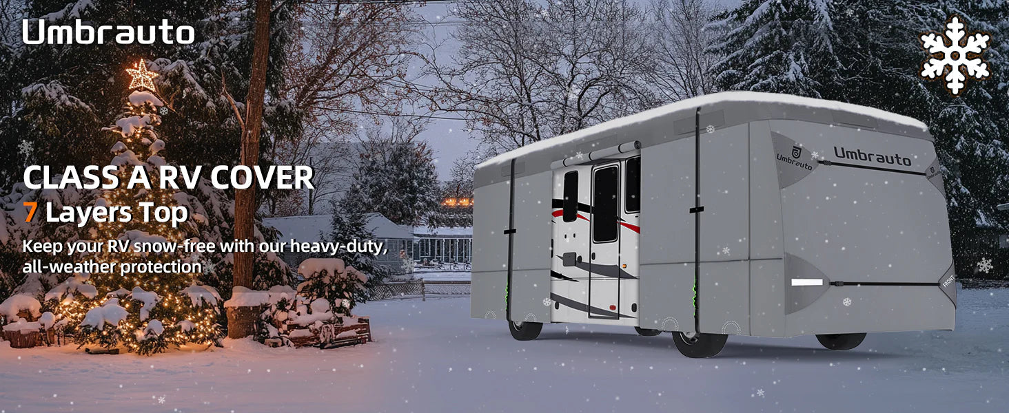 Umbrauto Class A RV Cover Upgraded Heavy Duty 7 Layers Top Windproof Breathable Class A Motorhome Camper Cover,Grey