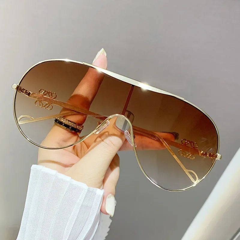 Metal one-piece sunglasses, one-piece large-frame sports goggles, cycling windproof sunglasses, men&