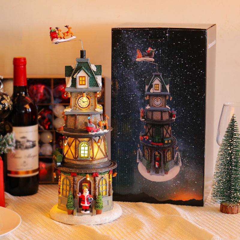 Christmas gift, Christmas luminous rotating music box, children&