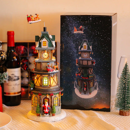 Christmas gift, Christmas luminous rotating music box, children&