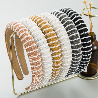 New Full Diamond Headband Pearl Rhinestone Fashion Headband Versatile Hair Accessories For Going Out