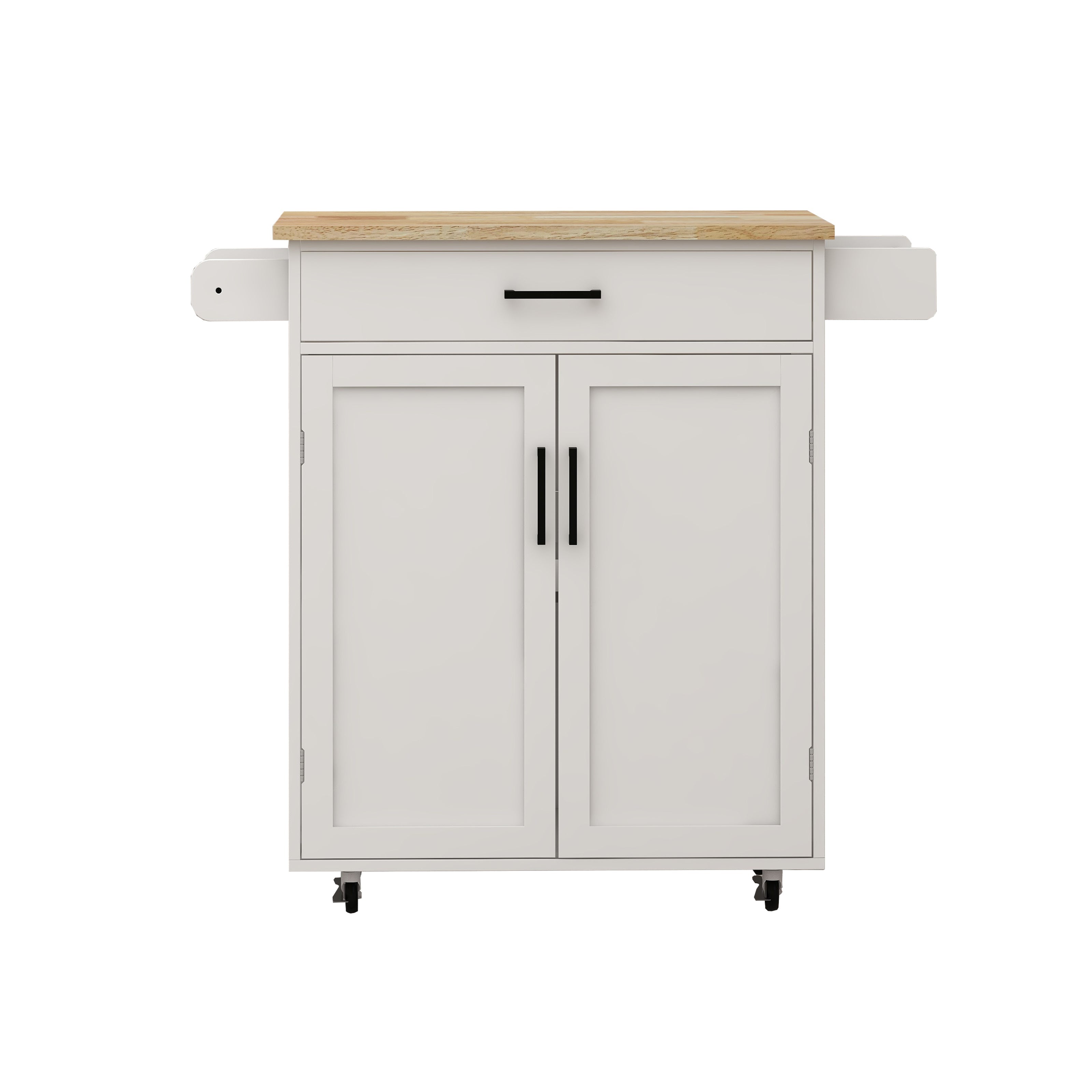 Kitchen island rolling trolley cart with 1 drawer &amp; 2 doors with storage racks &amp; Adjustable Shelves &amp; towel rack
