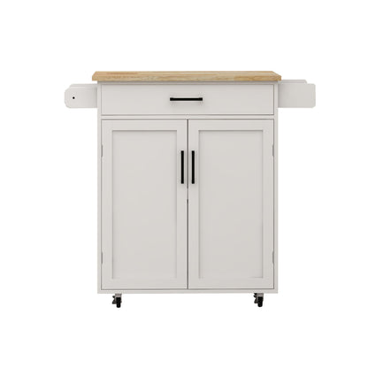 Kitchen island rolling trolley cart with 1 drawer &amp; 2 doors with storage racks &amp; Adjustable Shelves &amp; towel rack