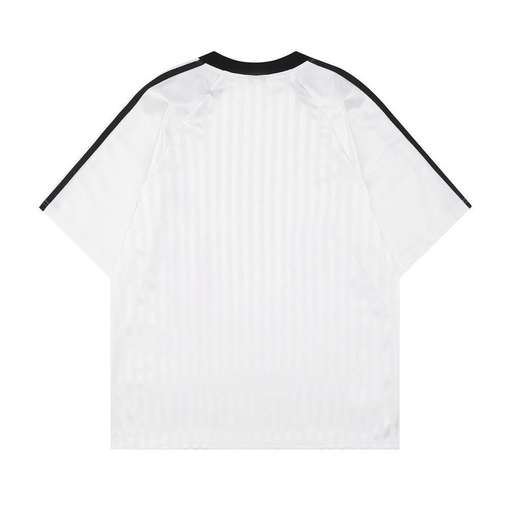 Vertical Stripe Letter Print Sports Jersey Men&