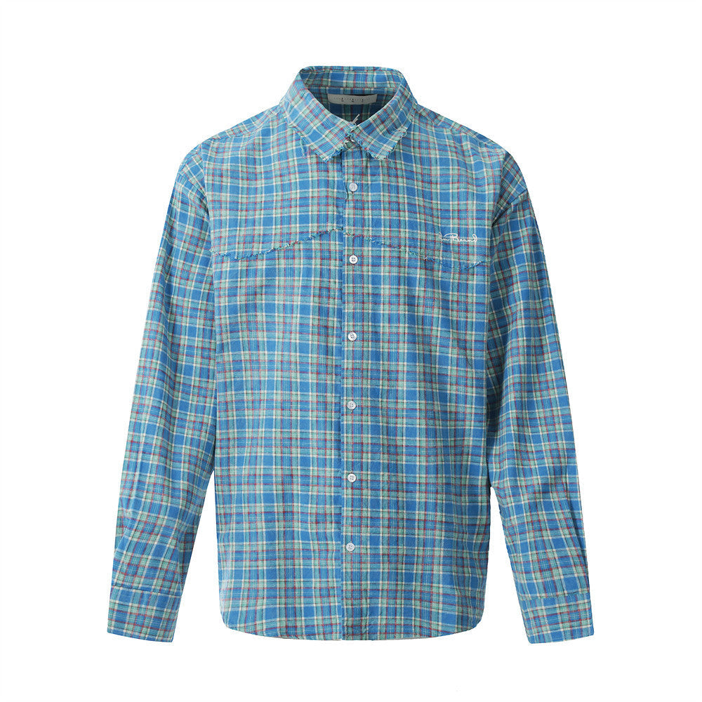 Plaid Long Sleeve Shirt Men&