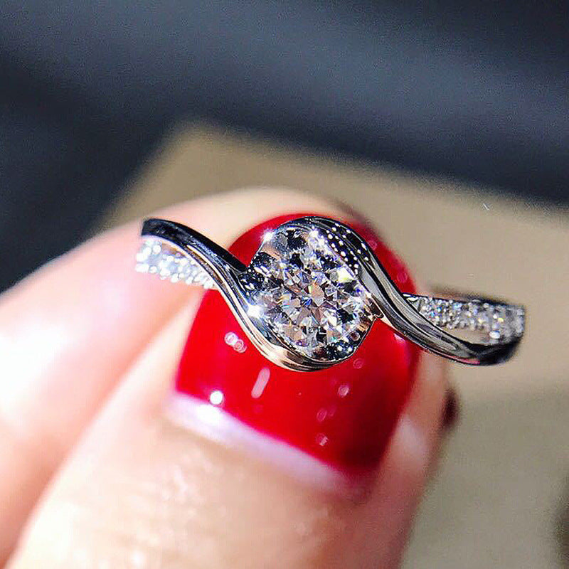 Creative Twisted Arm Eight Heart Eight Arrow Zircon Ring for Women&