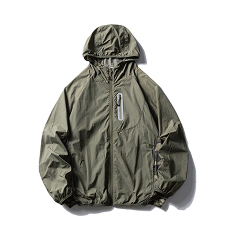 Camouflage Spliced Thin Hooded Sun Protection Clothing Men&
