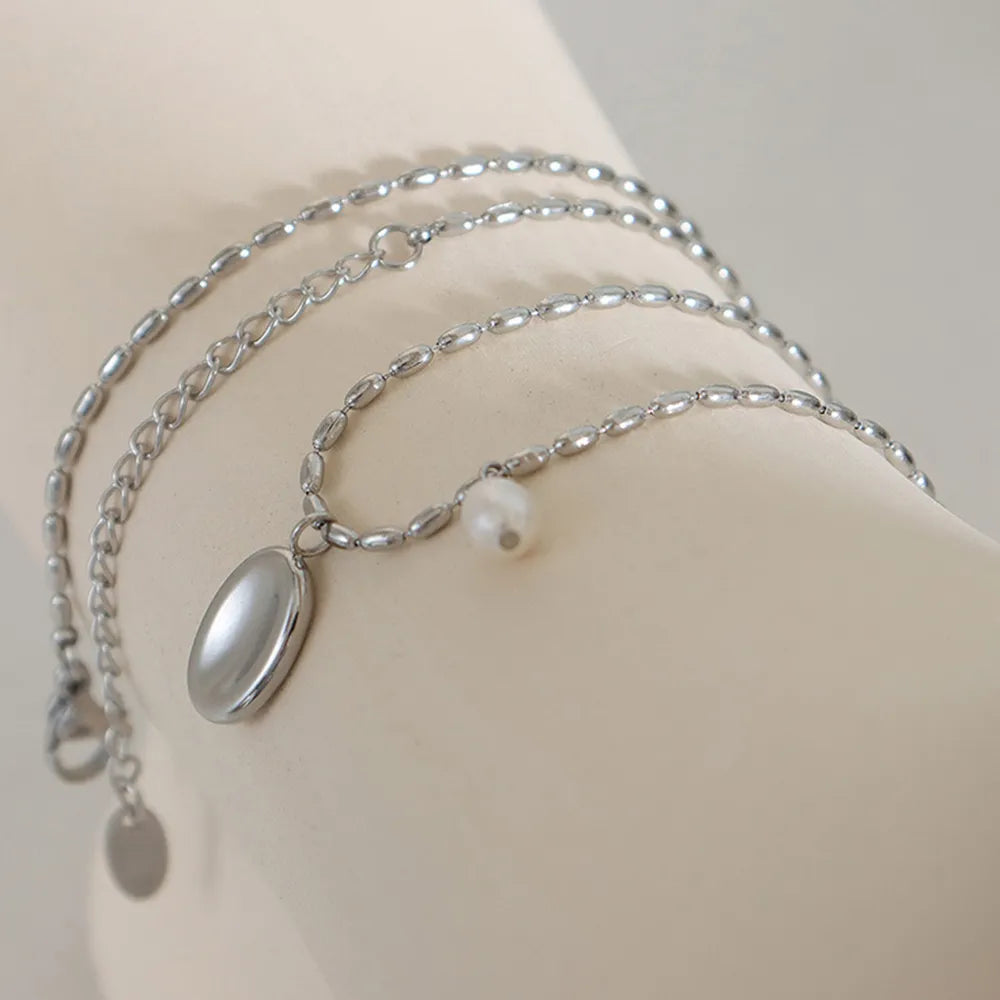 Elliptical brand niche commuting fashion titanium steel necklace women&